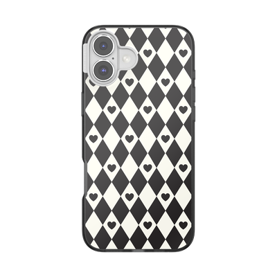 Harlequin Hearts Black — iPhone 16 Plus MagSafe Case