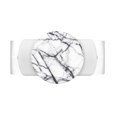 PopGrip Slide Stretch Dove White Marble on White with Square Edges